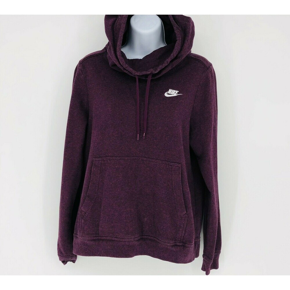 Nike Women's Burgundy Funnel Neck Pull Over Space Dye Hoodie Sweatshirt Medium